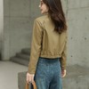 韩版短款皮衣外套女2023秋季新款翻领修身气质水洗PU皮衣女 商品缩略图1