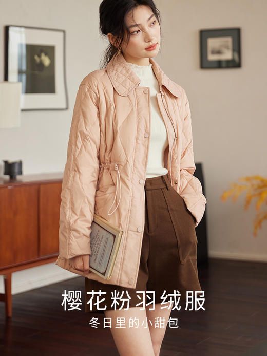 【年终特卖】熙世界轻薄翻领羽绒服女2025秋冬季收腰显瘦时尚90白鸭绒保暖外套 商品图3