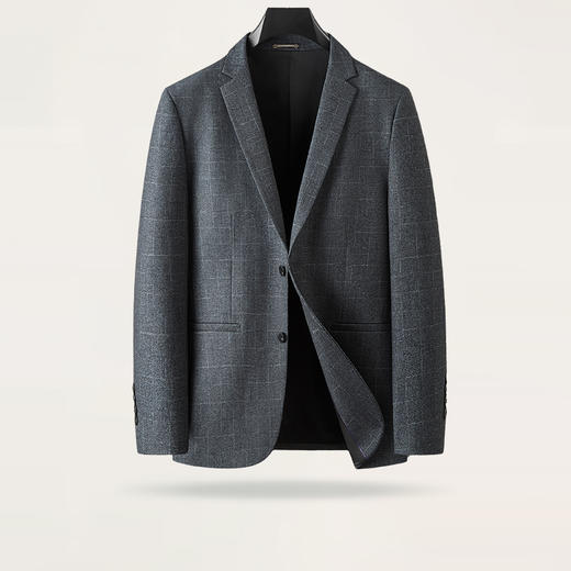 【新款DDA】大依优型大码男装两粒扣西服外套格纹休闲商务加肥加大上衣男士正装潮 商品图0