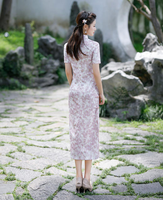 素雅复古，碎花棉麻旗袍改良新款连衣裙中长款年轻日常收腰茶服GT-0853 商品图2
