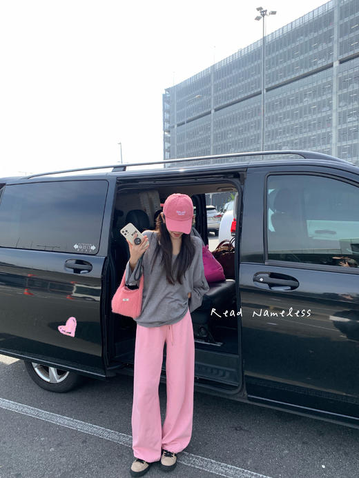 Read Nameless /天丝羊毛灰色慵懒衫+小粉裤+粉色鸭舌帽 商品图7