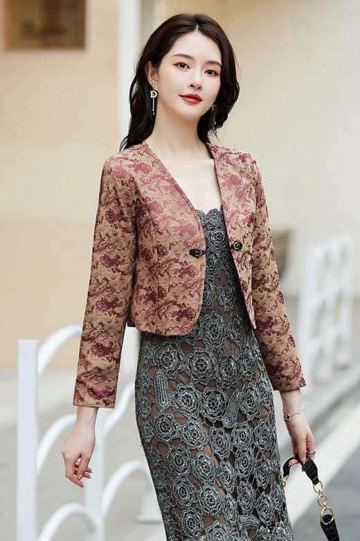 披肩女短款外套，春秋季新款西装配旗袍百搭开衫HR-CME8061 商品图5