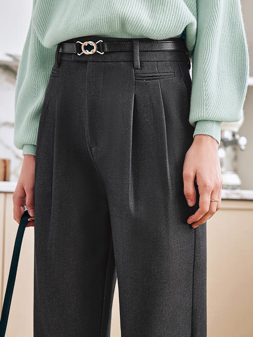 OLrain欧芮儿法式灰色休闲裤女夏季2023年新款高腰直筒阔腿西装裤 商品图1