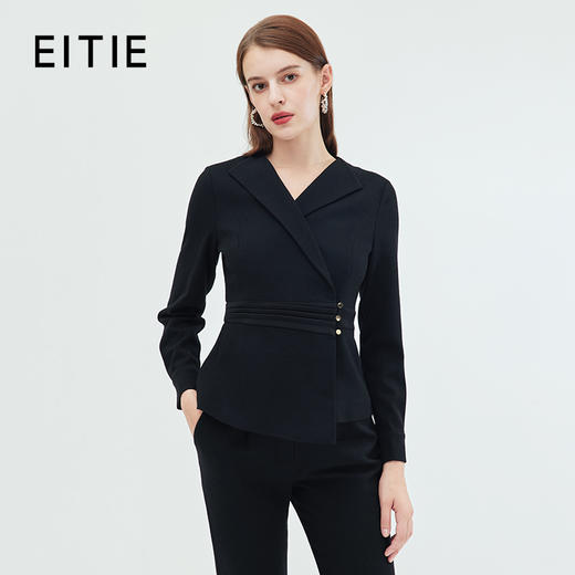 EITIE爱特爱冬季新款时尚干练通勤百搭显瘦翻领上衣女7213904 商品图0