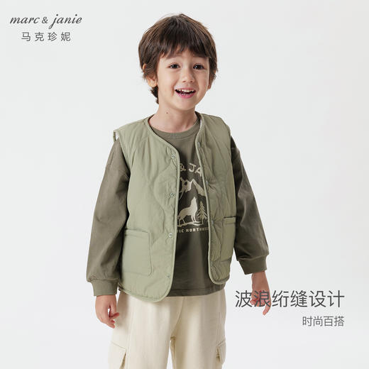 【三防】马克珍妮秋冬新款 男女童百搭加绒棉马甲 儿童上衣231170 商品图2