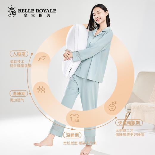 新春秋家居服长袖天丝棉高级简约春秋薄款外穿睡衣女款套装JJT90010 商品图3