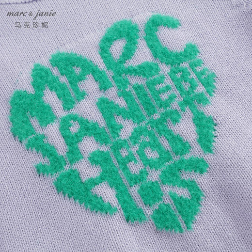 马克珍妮女童爱心提花针织衫冬装 儿童木耳花边半高领毛衣231951 商品图4