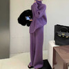 【大码时尚套装❗️紫色高领针织套装】女秋冬季新款加厚时尚慵懒感毛衣阔腿裤两件套潮 商品缩略图2