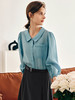 OLrain欧芮儿法式天丝衬衫女春季2023年新款宽松复古泡泡袖衬衣 商品缩略图0