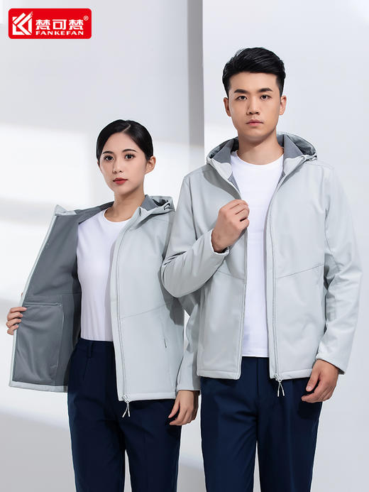 户外工作服外套冲锋衣定制印logo4S店汽修工装秋冬工服加绒夹克 商品图4