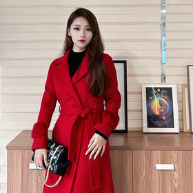 S2臣禾收腰系带大衣外套【羊绒羊毛】K214080225 袖口无毛毛装饰 介意慎拍