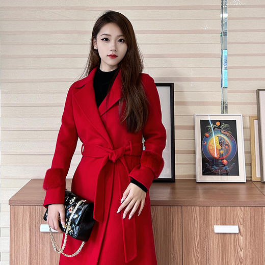 S2臣禾收腰系带大衣外套【羊绒羊毛】K214080225 袖口无毛毛装饰 介意慎拍 商品图0