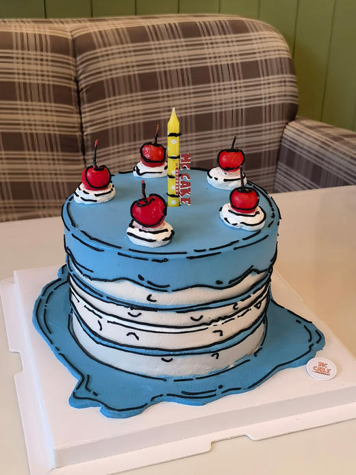 二次元漫画线条风樱桃装饰蛋糕 商品图0