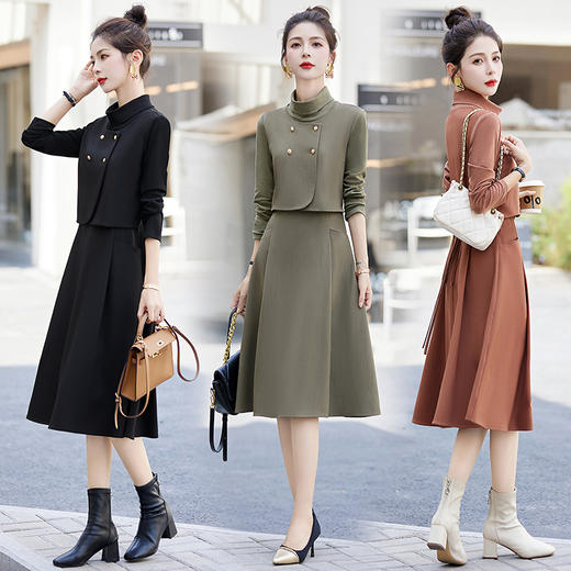 HR-GJC2380新款假三件套连衣裙女装时尚气质女装 商品图0