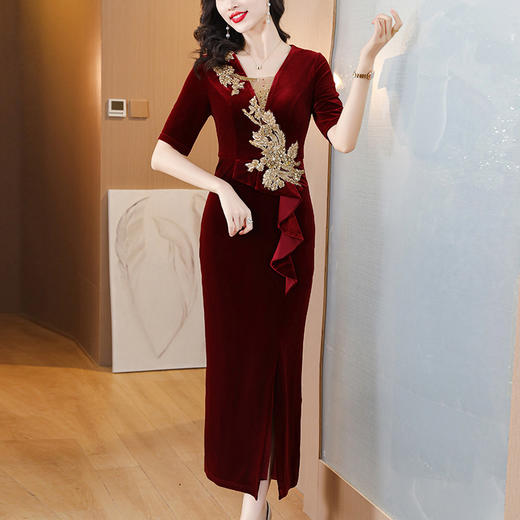 AHM spg9011礼服裙妈妈装时尚复古优雅连衣裙 商品图0