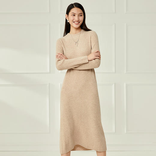 EITIE爱特爱冬季新款半高领针织显瘦修身连衣裙长裙6801519 商品图6