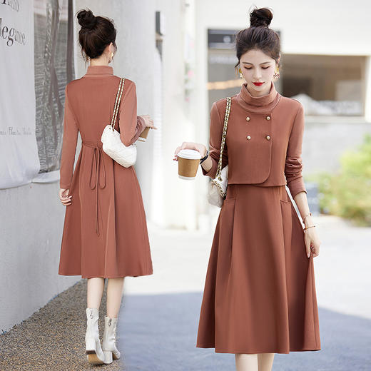 HR-GJC2380新款假三件套连衣裙女装时尚气质女装 商品图1