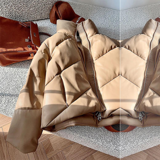 【铂金会员1086/天猫1289/差价203】(75422)冬季2023海宁新款真皮羽绒女短款真皮绵羊皮立领百搭时尚外套小个 商品图4