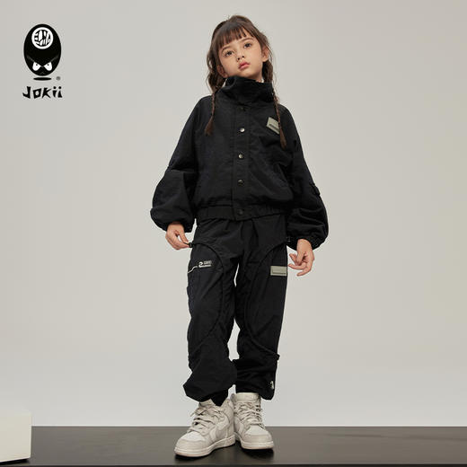 【23秋上新】jokii潮牌童装『墨夜行套装』儿童棒球服夹克+束脚长裤[福利品] 商品图0