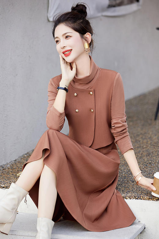 HR-GJC2380新款假三件套连衣裙女装时尚气质女装 商品图5