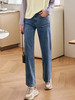 OLrain欧芮儿法式阔腿牛仔裤女秋装2023年新款高腰直筒薄款喇叭裤 商品缩略图0