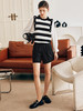 OLrain欧芮儿法式黑白条纹针织衫女秋季2023年新款宽松拼接套头衫 商品缩略图2