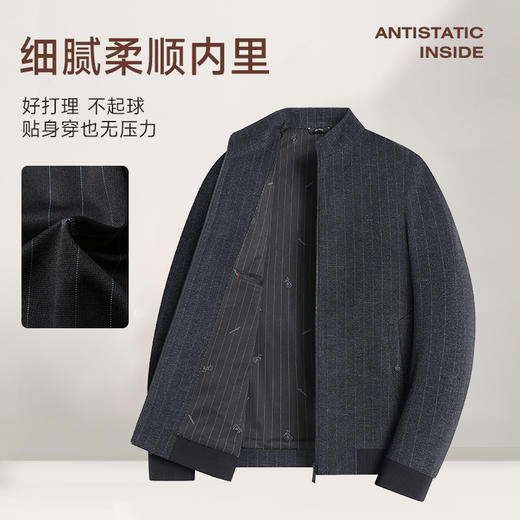 【新款DWP】大依优型大码立领夹克薄呢料外套加肥加大肥佬休闲商务上衣男士胖子弹力 商品图2