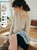 OLrain欧芮儿v领长袖针织衫女初秋2023年新款修身交叉系带套头衫 商品缩略图2