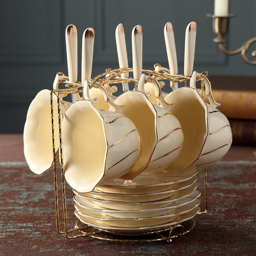 DD-欧式咖啡杯套装英式茶杯茶具杯碟欧美陶瓷红茶杯下午茶杯子送架子 商品图2