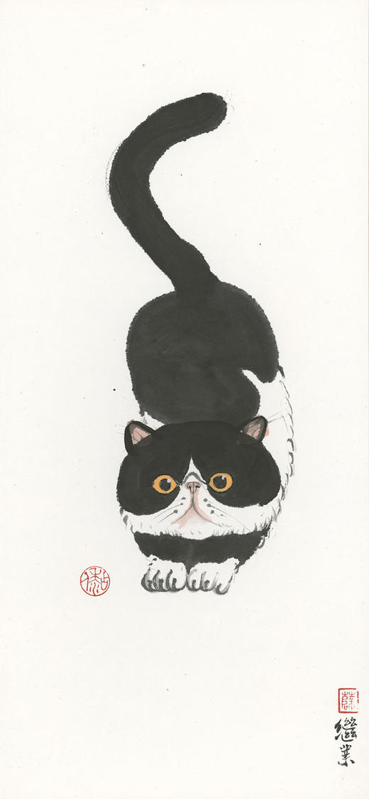 薛继业水墨连框高精版画50*30加菲猫草莓有框客厅卧室卫生间走廊装饰画 商品图3