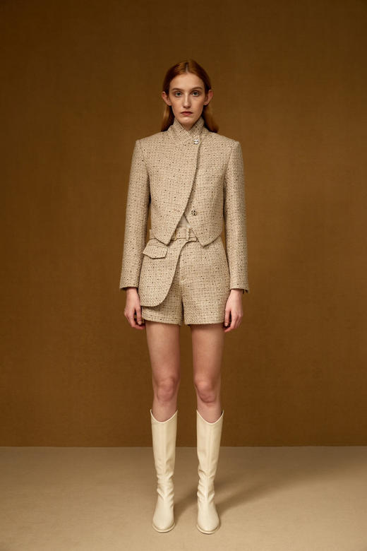 灰色短款粗花呢外套 商品图1