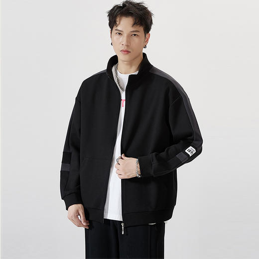 特大码【新款DQ】大依优型立领拉链开衫卫衣外套男宽松个性胖子加肥加大潮款上衣肥佬 商品图2