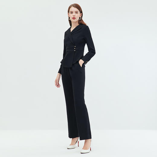 EITIE爱特爱冬季新款时尚干练通勤百搭显瘦翻领上衣女7213904 商品图3