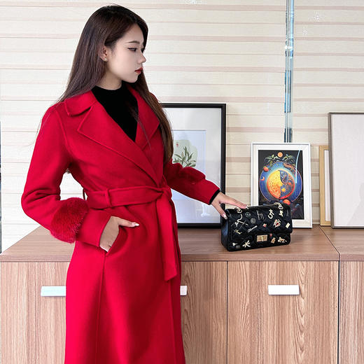 S2臣禾收腰系带大衣外套【羊绒羊毛】K214080225 袖口无毛毛装饰 介意慎拍 商品图1