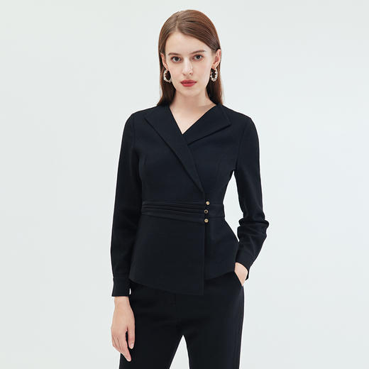 EITIE爱特爱冬季新款时尚干练通勤百搭显瘦翻领上衣女7213904 商品图2