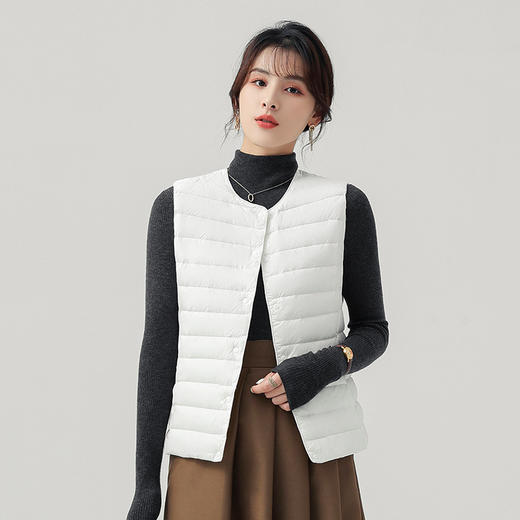 【细腻保暖！轻薄款羽毛马甲】高端潮羽绒马甲女轻薄款修身外穿秋冬季白鸭绒羽绒服保暖内搭马夹 商品图0