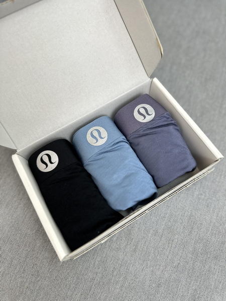 一盒三条男士男士！！lulu提花logo莫代尔男士内裤  经典四角裤平角！lu家畅销款专柜一条280的！！莫代尔面料 商品图1