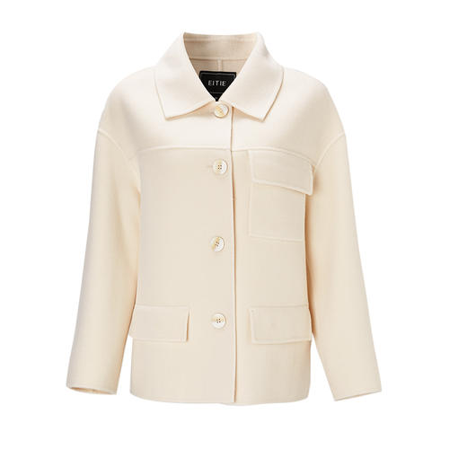 EITIE爱特爱羊毛短款翻领小香风纯色大衣6814524 商品图5