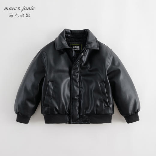 【夹棉】马克珍妮冬装男童潮酷机能风皮衣夹克儿童棉衣外套231373 商品图0