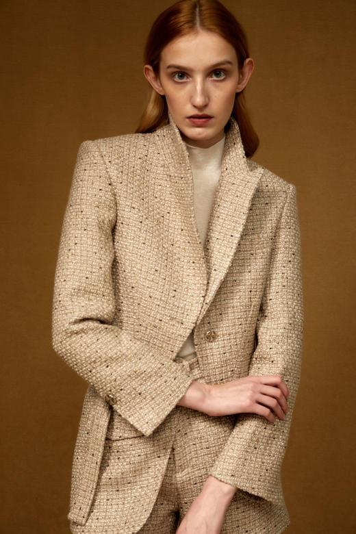 灰色短款粗花呢外套 商品图3