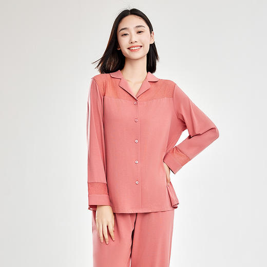 新春秋家居服长袖天丝棉高级简约春秋薄款外穿睡衣女款套装JJT90010 商品图0