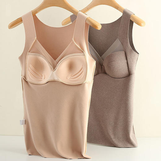 德绒保暖【双面磨绒无痕背心】冬季加绒背心  带胸垫打底秋衣  德绒内衣 商品图1