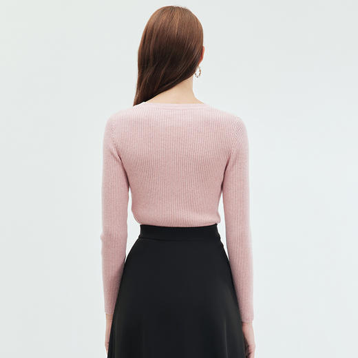 EITIE爱特爱简约大方圆领修身显瘦打底纯色羊毛针织衫秋季新款C2301226 商品图11