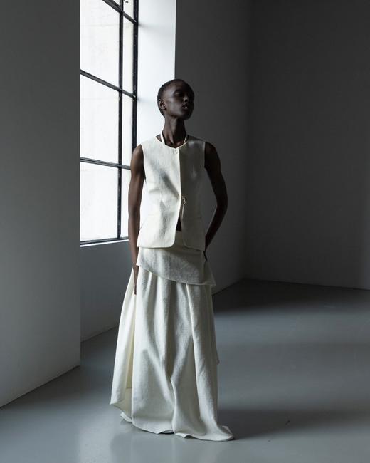 Ruohan 白色羊毛呢拼接半裙 商品图7