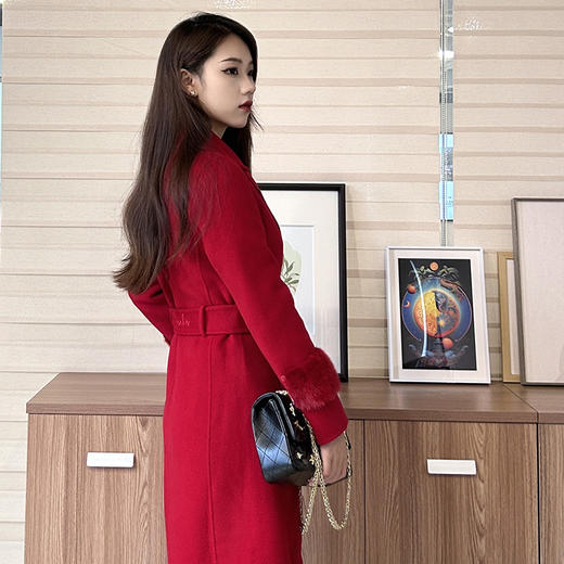 S2臣禾收腰系带大衣外套【羊绒羊毛】K214080225 袖口无毛毛装饰 介意慎拍 商品图3