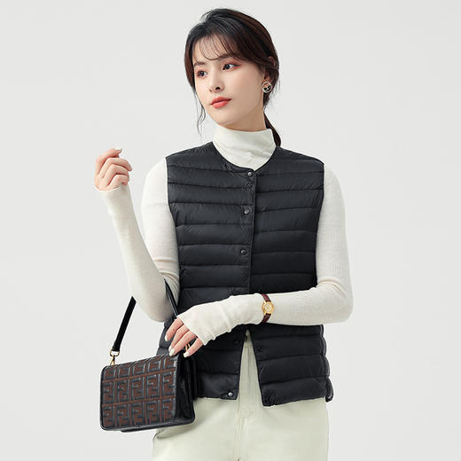 【细腻保暖！轻薄款羽毛马甲】高端潮羽绒马甲女轻薄款修身外穿秋冬季白鸭绒羽绒服保暖内搭马夹 商品图3