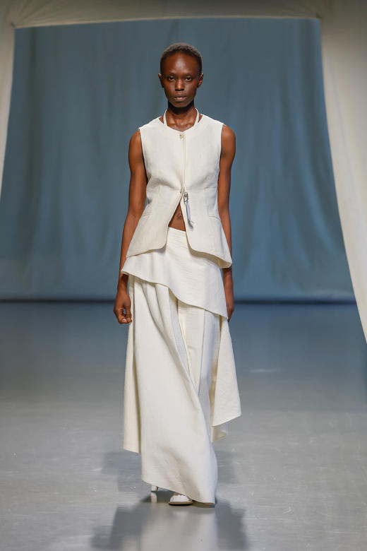 Ruohan 白色羊毛呢拼接半裙 商品图6