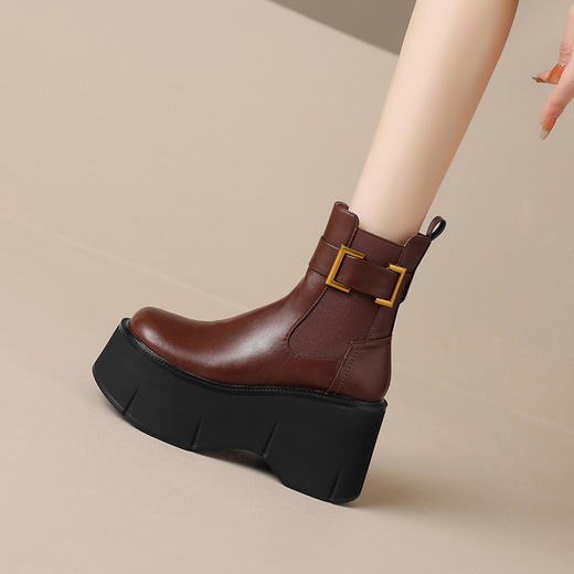 大厚底增高10cm，日常战靴厚底百搭真皮短靴ZM-M3117 商品图0