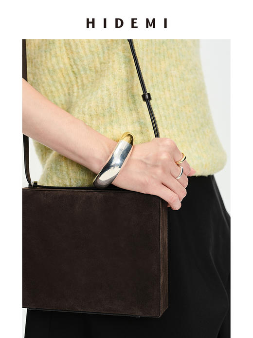 HIDEMI 拼接流线感极简粗款开口手镯 商品图3