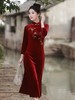 YG-2287新款喜妈妈红色改良旗袍修身高贵丝绒婚宴装礼服裙秋 商品缩略图2